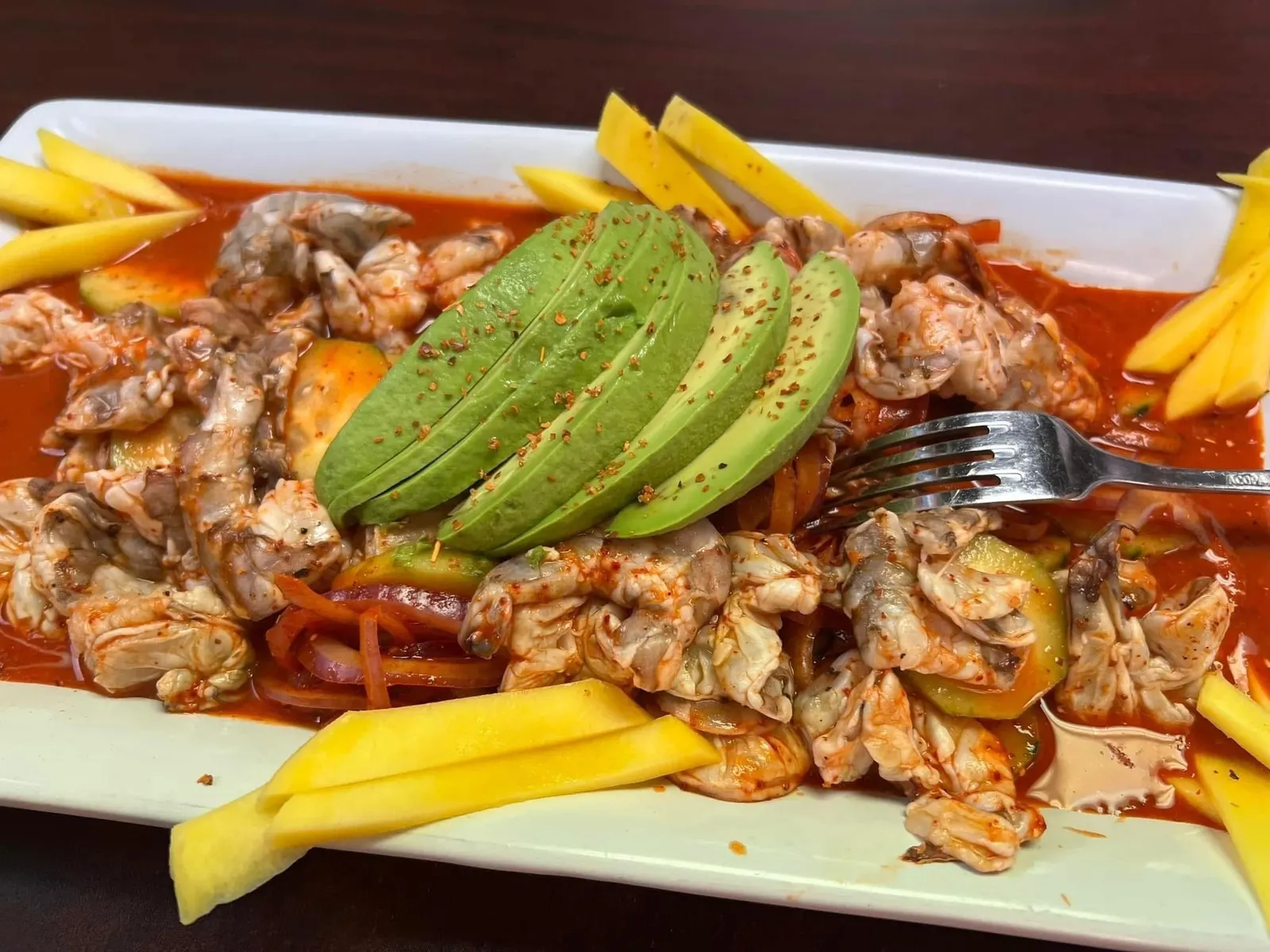 Mango shrimp aguachile